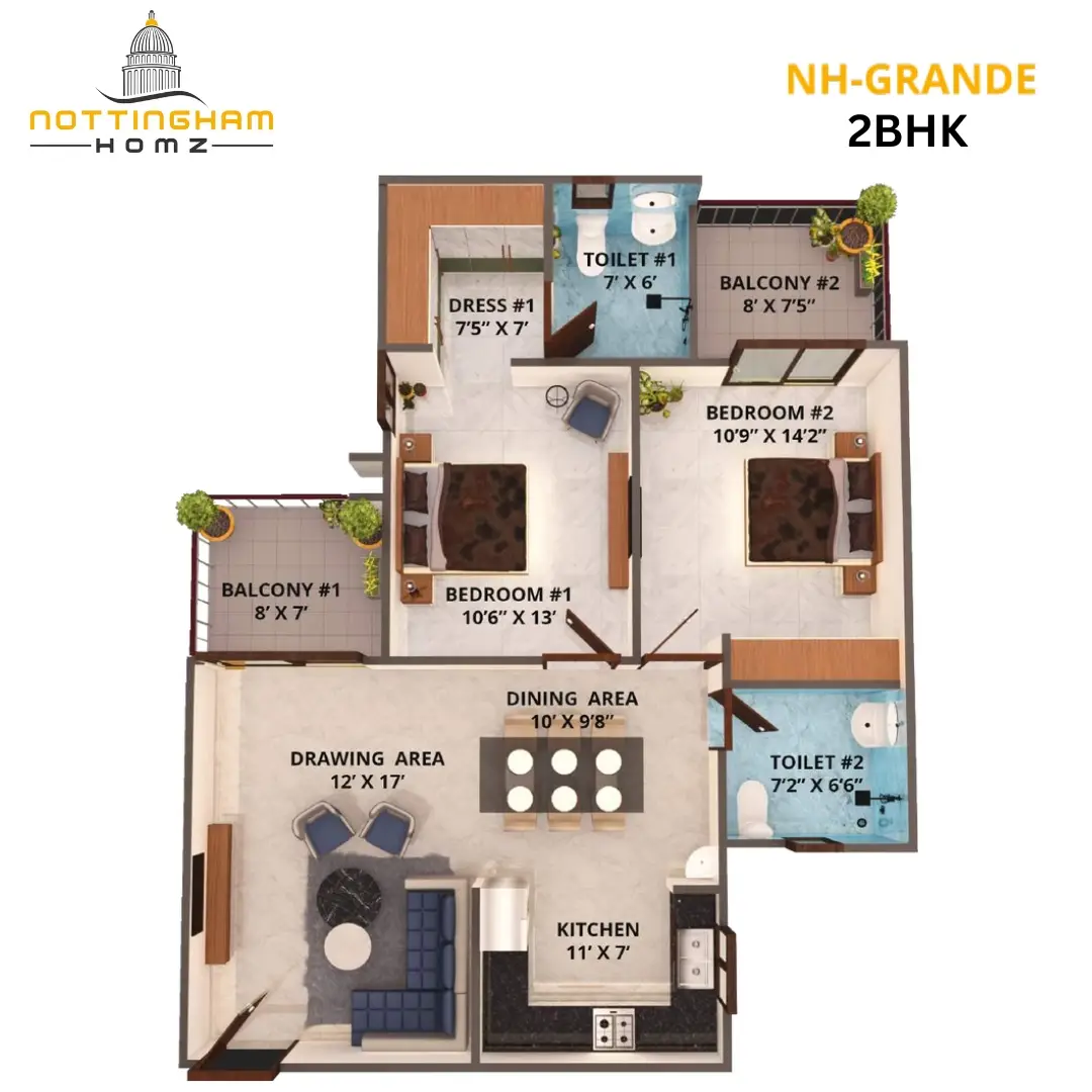 2 BHK Floor Plan