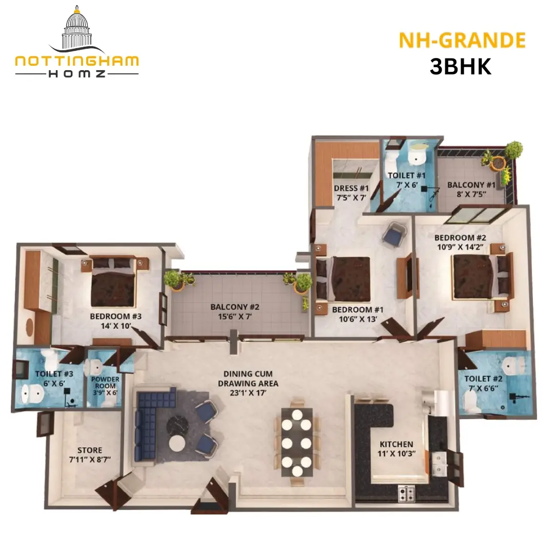 3 BHK Floor Plan